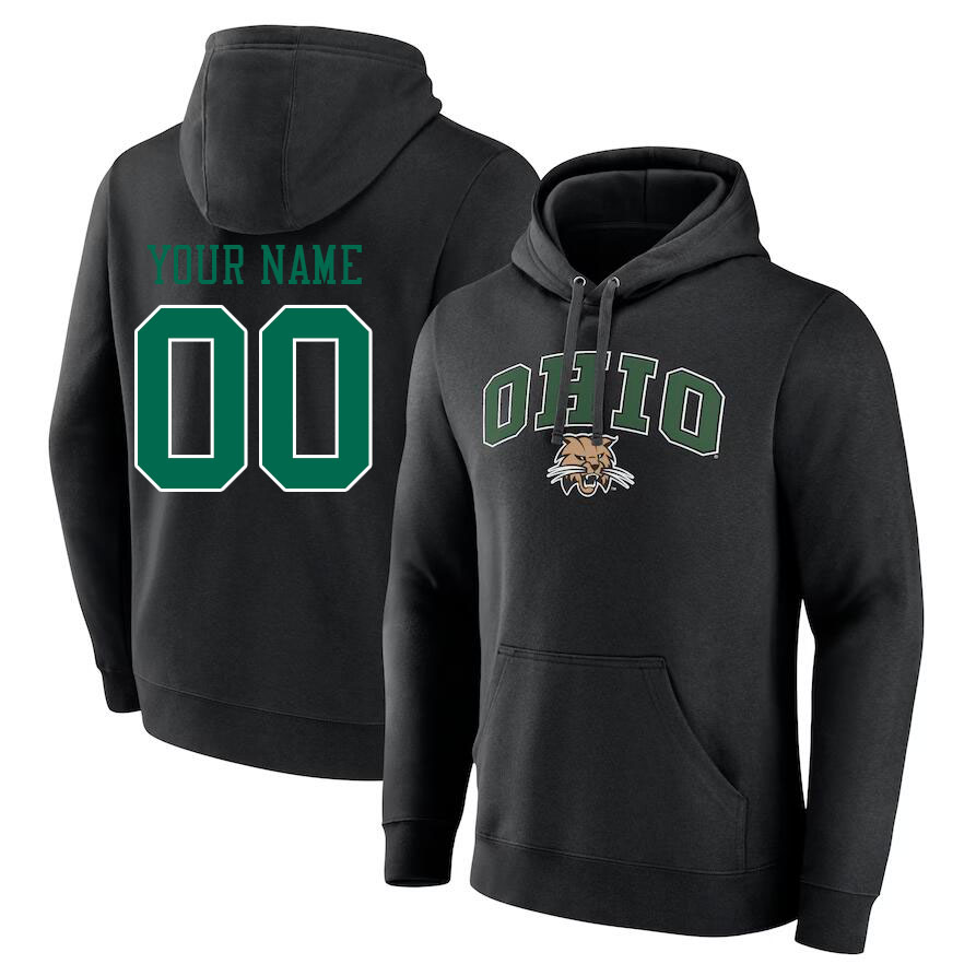 Custom Ohio Bobcats Name And Number Hoodies-Black